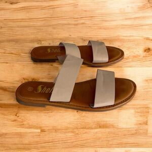 Boho Nude Double Strap Flat Slide Sandals - Size 6.5 Casual, Everyday.